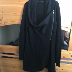 Cowl Neck Flowy Black Sweater Cardigan- size M